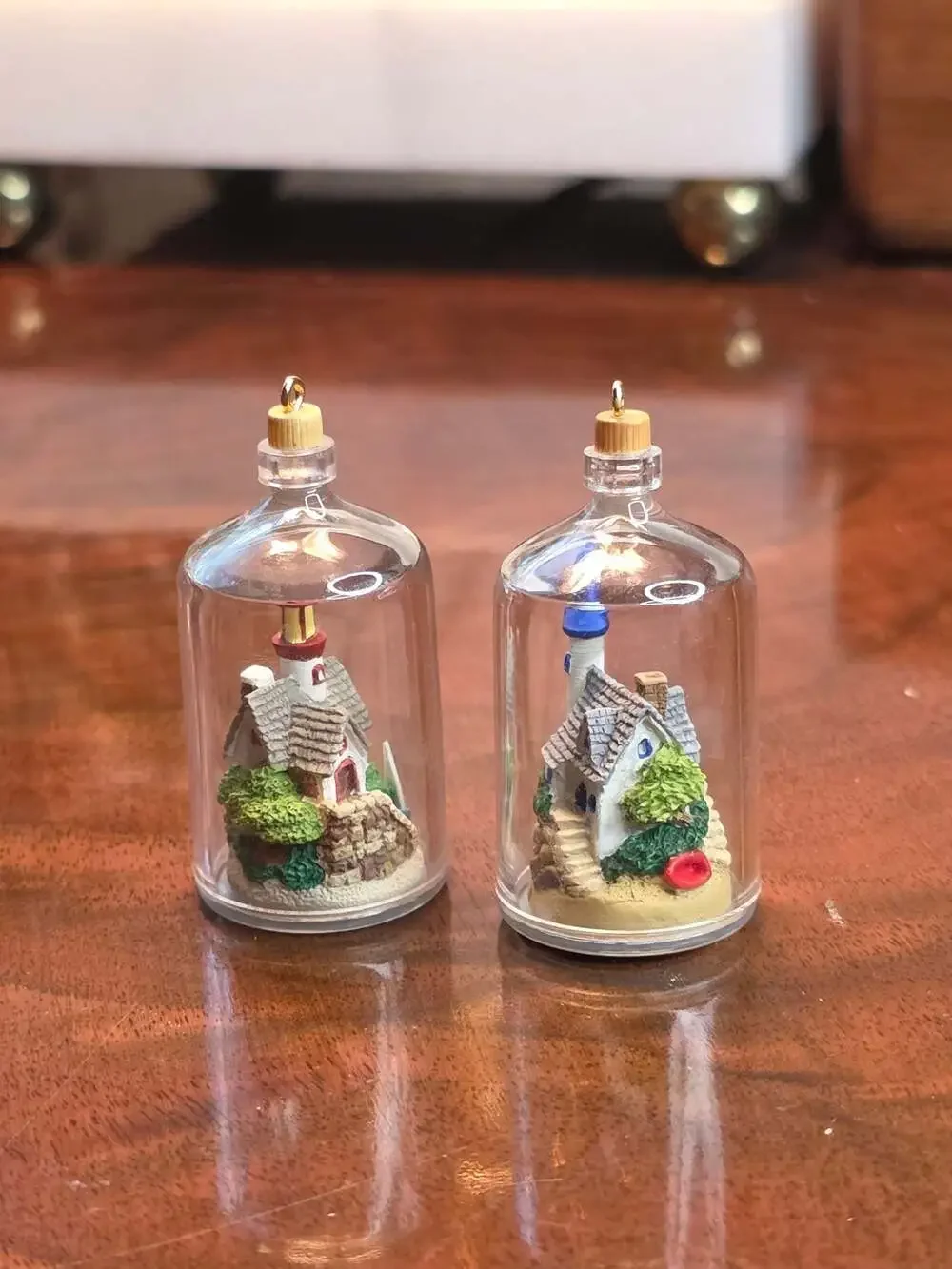 Hallmark Seaside Scenes Miniature Ornaments Lot of 2 Bottle Lighthouse #2 and #3
